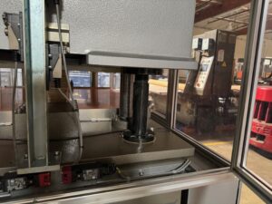 Side view of posts for 10" daylight full head hydraulic press for thermoforming.